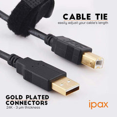 Ipax Long High Speed USB Printer Cable Data Cord - ipax store