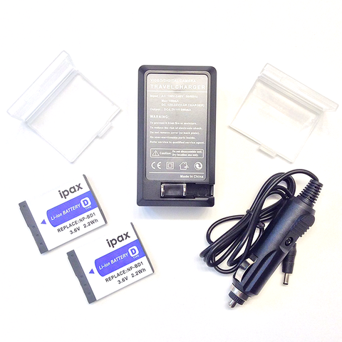 IPAX® 2x Battery + Charger for Sony Cyber-shot NP-BD1 NPBD1 NP-FD1 NPFD1