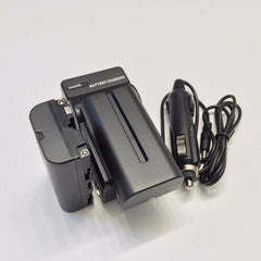IPAX® Two EXTENDED Battery + Home Wall Charger + Car Plug Kit for Sony NP-F330, NP-F530, NP-F550, NP-F570 - ipax store