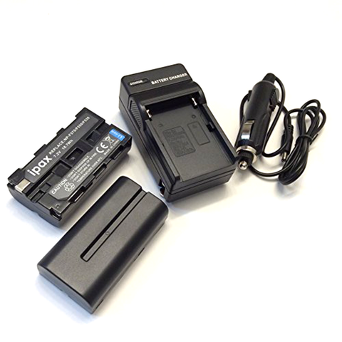 IPAX® Two EXTENDED Battery + Home Wall Charger + Car Plug Kit for Sony NP-F330, NP-F530, NP-F550, NP-F570
