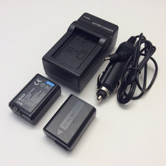 TWO IPAX Battery + Home&Wall Charger + Car Plug for Sony NP-FW50 Alpha 7/A7/A7 II/A7R/A7R II/A7S/33/55/A3000/A5000/A5100/A6000/A6300/A6500, CyberShot DSC-RX10 II/RX10M2, NEX-3/5/5T/6/7/C3/F3 Mirrorles - ipax store