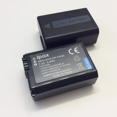 TWO IPAX Battery + Home&Wall Charger + Car Plug for Sony NP-FW50 Alpha 7/A7/A7 II/A7R/A7R II/A7S/33/55/A3000/A5000/A5100/A6000/A6300/A6500, CyberShot DSC-RX10 II/RX10M2, NEX-3/5/5T/6/7/C3/F3 Mirrorles - ipax store