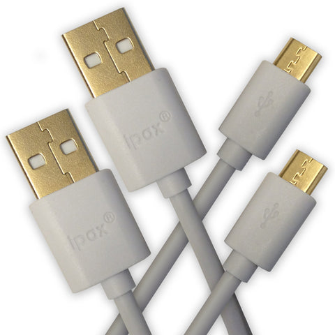 IPAX 2x 3Ft White Hi-Speed Fast Micro USB Charging and Data Transfer Cable