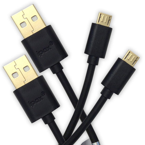 IPAX Golden Series 2x 3Ft Black Hi-Speed Fast Micro USB Charging and Data Transfer Cable