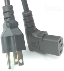 10 Feet Long Right Angled Black AC Power Cord Cable Pure Copper Wire Core in Retail Box for Computer Plasma TV Printer Monitor AC adapter