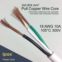 10 Feet Long Right Angled Black AC Power Cord Cable Pure Copper Wire Core in Retail Box for Computer Plasma TV Printer Monitor AC adapter