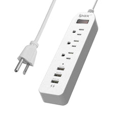 IPAX Power A3 White Surge Protector Power Strip with 3 USB Ports ( 3 Grounded Outlets + 3 USB Ports) - ipax store