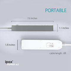 IPAX Power A3 White Surge Protector Power Strip with 3 USB Ports ( 3 Grounded Outlets + 3 USB Ports) - ipax store