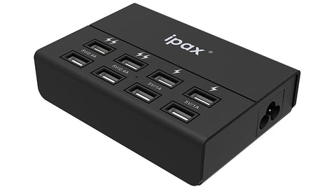 IPAX Power U8 Black Smart 8-Port USB Charging Station with Surge Protection