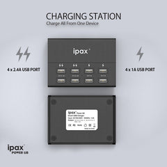 IPAX Power U8 Black Smart 8-Port USB Charging Station with Surge Protection - ipax store