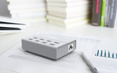 IPAX Power U8 Gray USB Charging Hub with 8 Ports and Surge Protection - ipax store