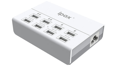IPAX Power U8 White USB Charging Station with 8 USB Ports and Surge Protection